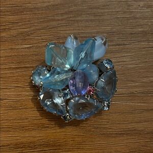 Elegant Blue and Purple Floral Brooch